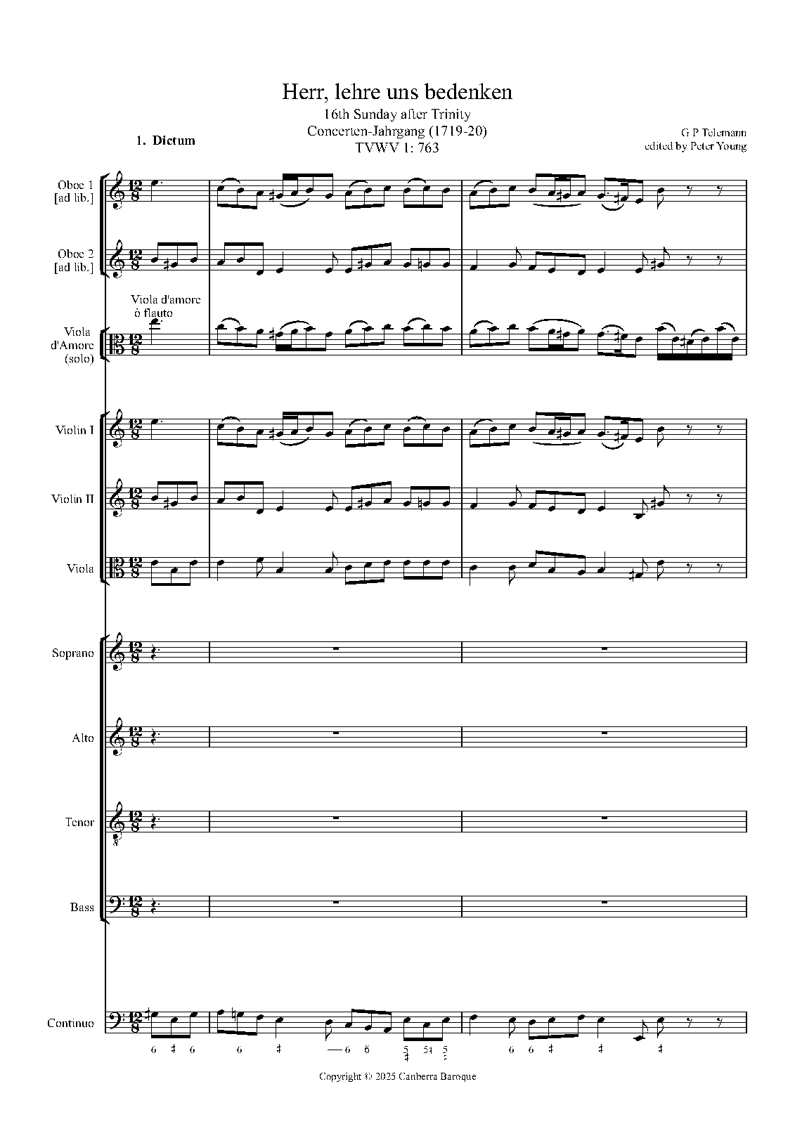 Herr, lehre uns bedenken, TWV 1:763