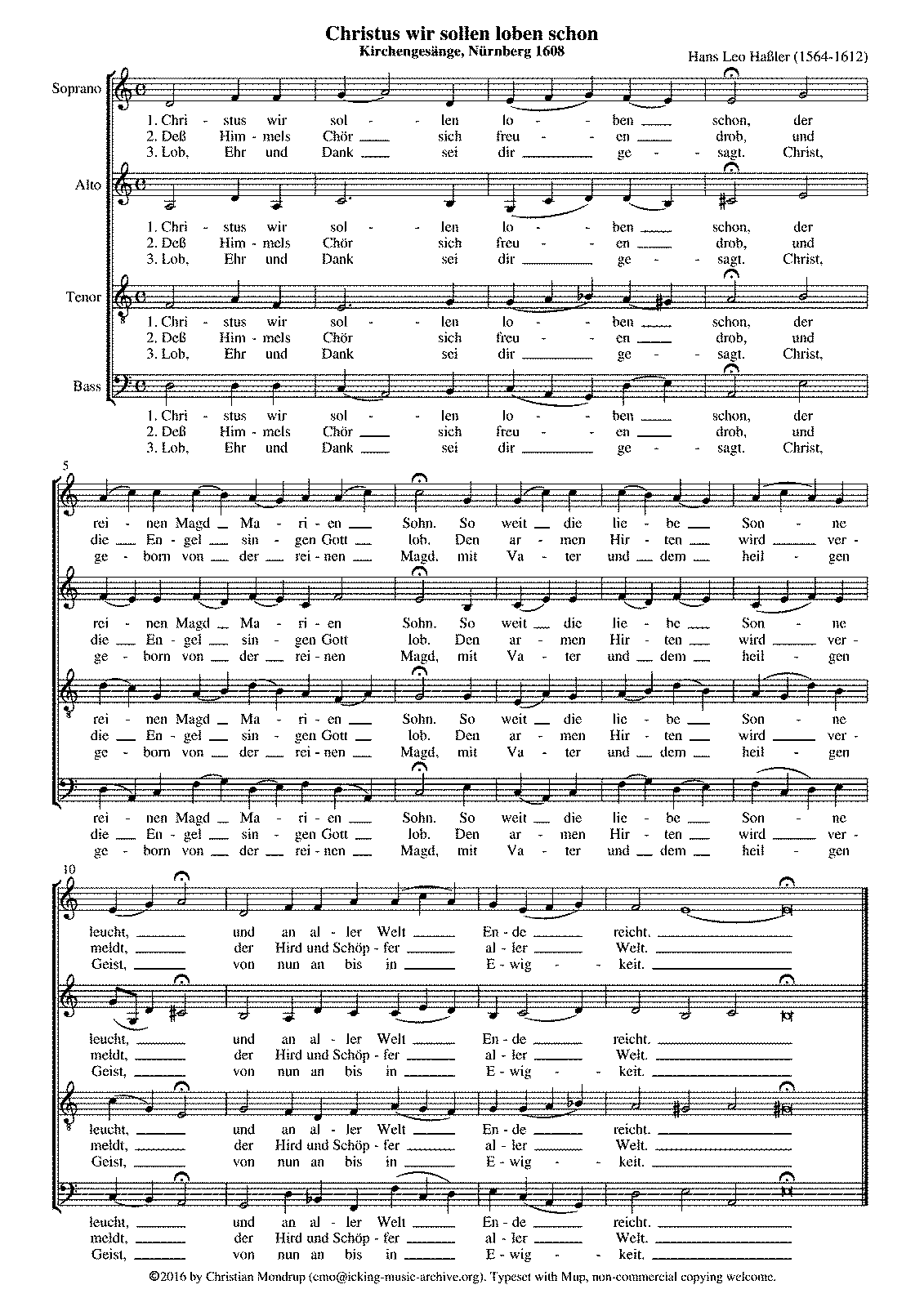 Christus wir sollen loben schon (Hassler, Hans Leo) - IMSLP