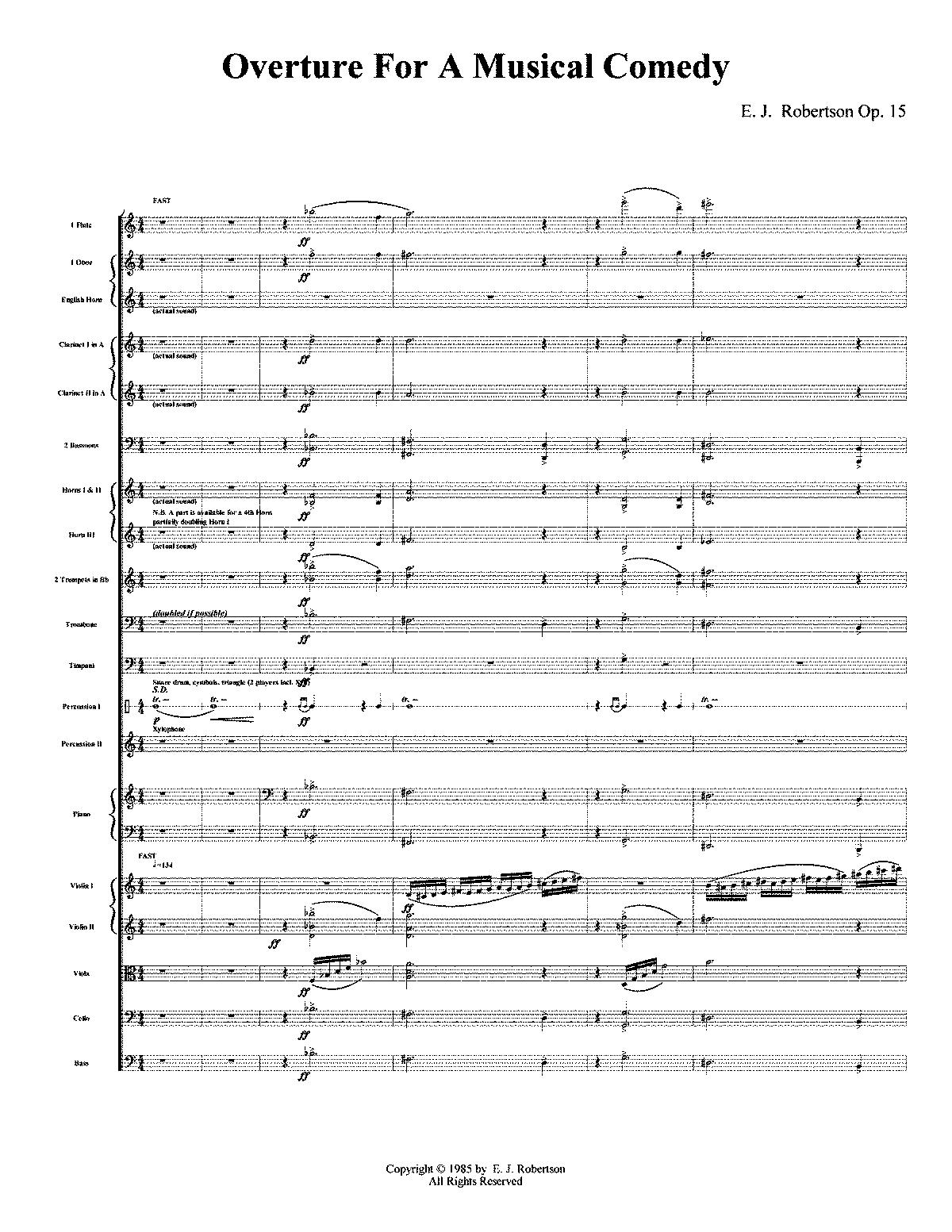 Overture for a Musical Comedy, Op.15 (Robertson, Ernest John) - IMSLP