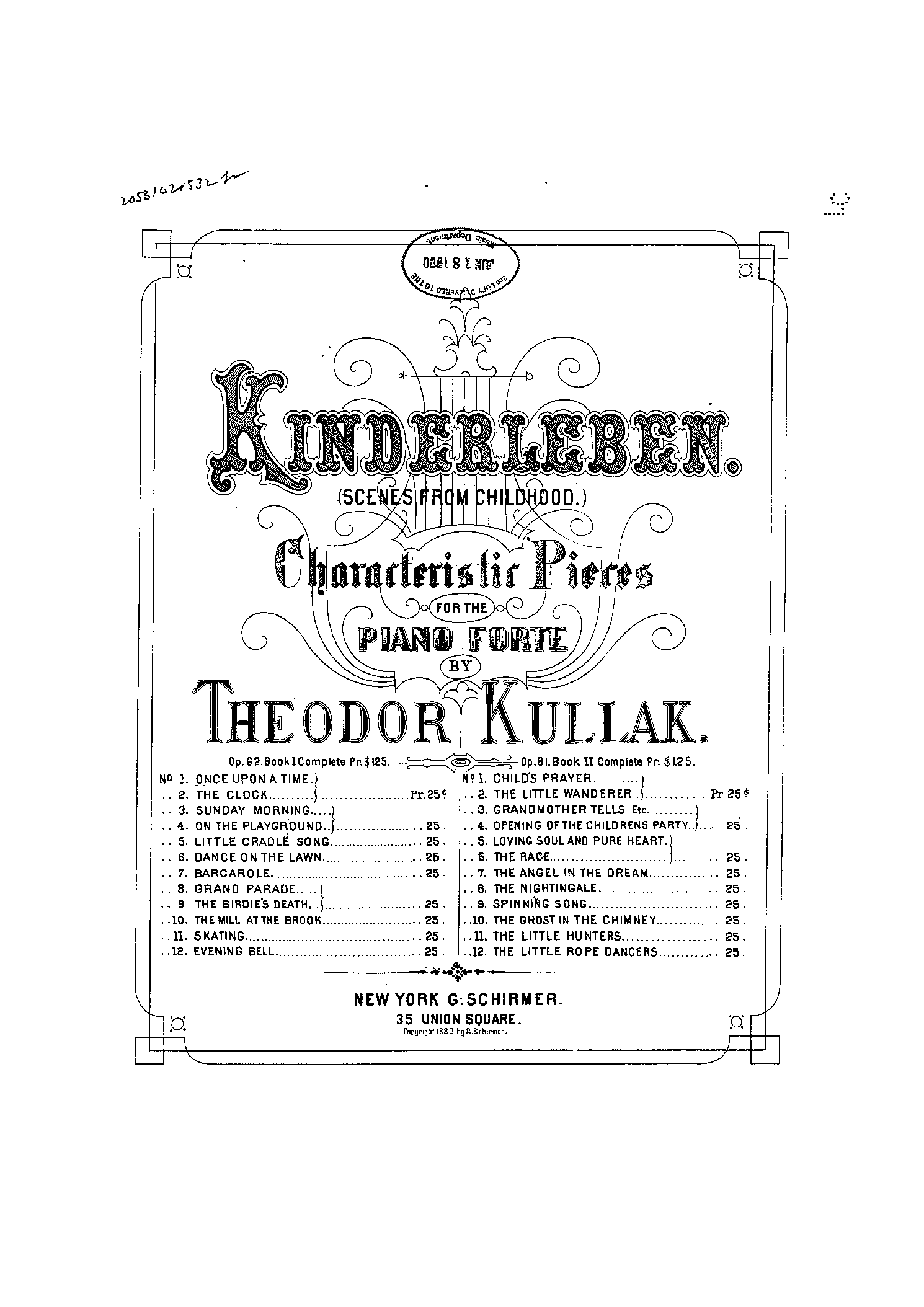 Kinderleben, Op.62 (Kullak, Theodor) IMSLP Free Sheet Music PDF Download