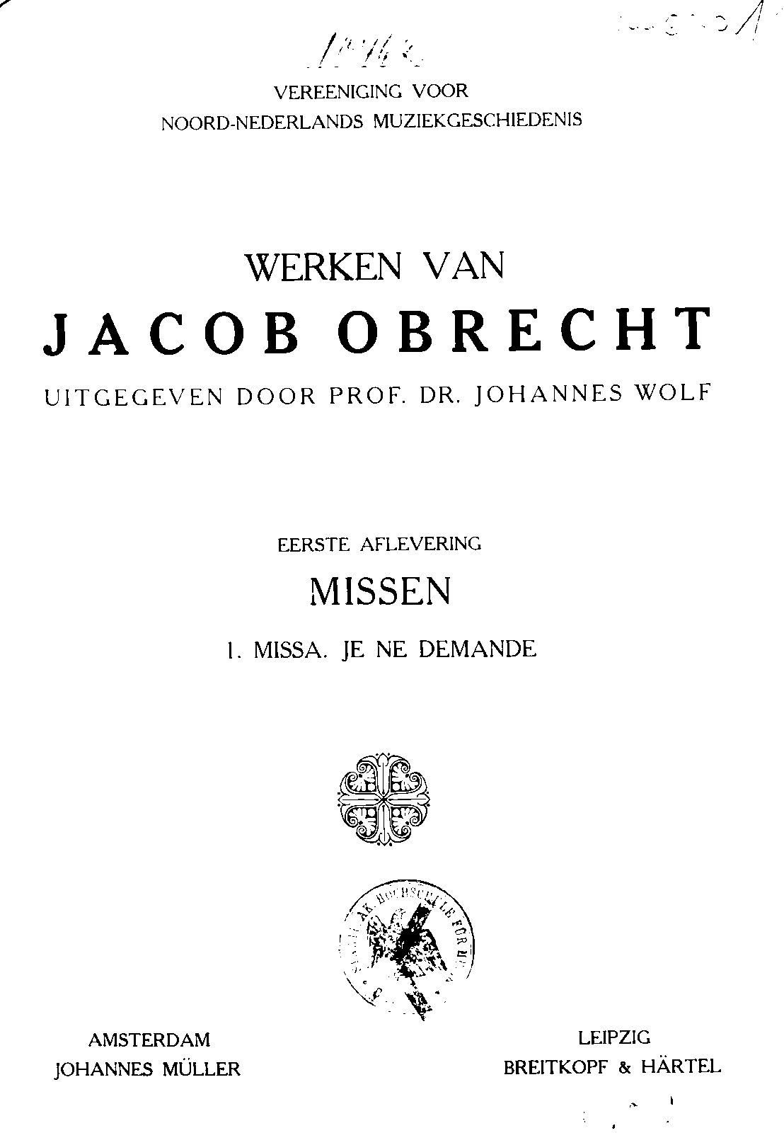Werken van Jacob Obrecht (Obrecht, Jacob) IMSLP