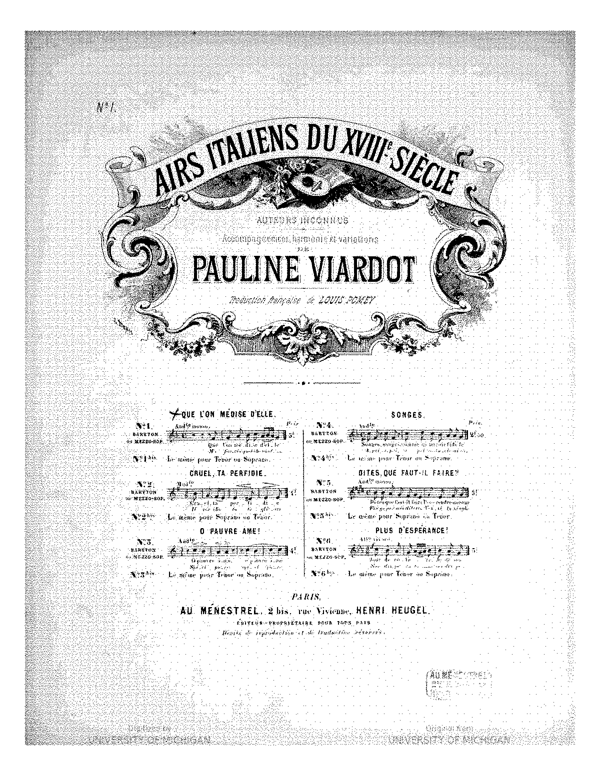 Airs italiens du XVIII siècle (Viardot, Pauline) - IMSLP