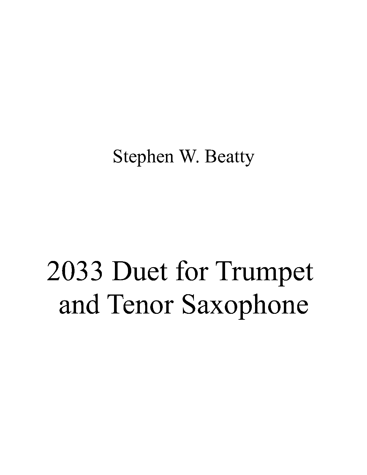 Duet for Tenor Saxophone and Trumpet, Op.2033 (Beatty, Stephen W.) IMSLP