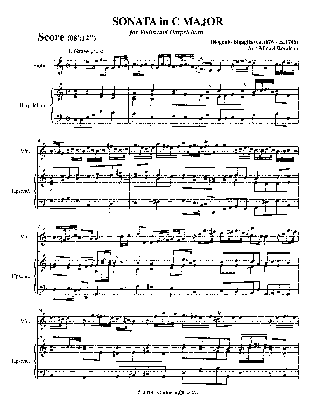 Violin Sonata in C major (Bigaglia, Diogenio) - IMSLP