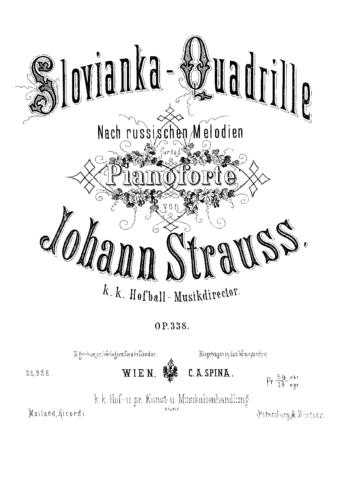 Slovianka-Quadrille, Op.338