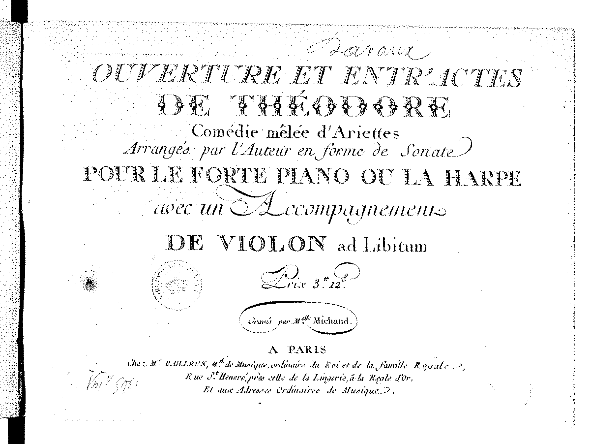 Ouverture Et Entr'actes De Théodore (Davaux, Jean-Baptiste) - IMSLP