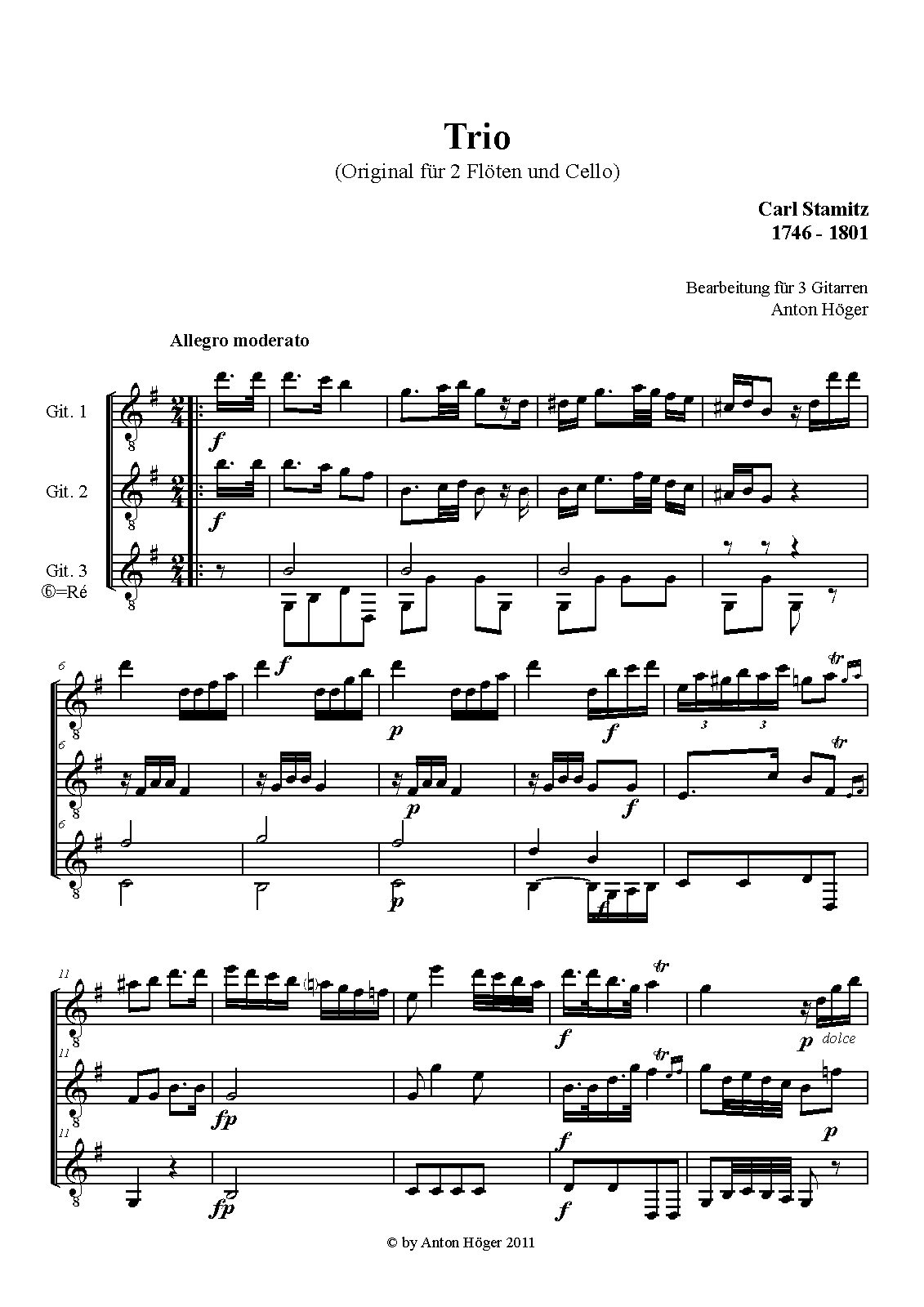Trio in G major for 2 Flutes and Cello (Stamitz, Carl Philipp) IMSLP