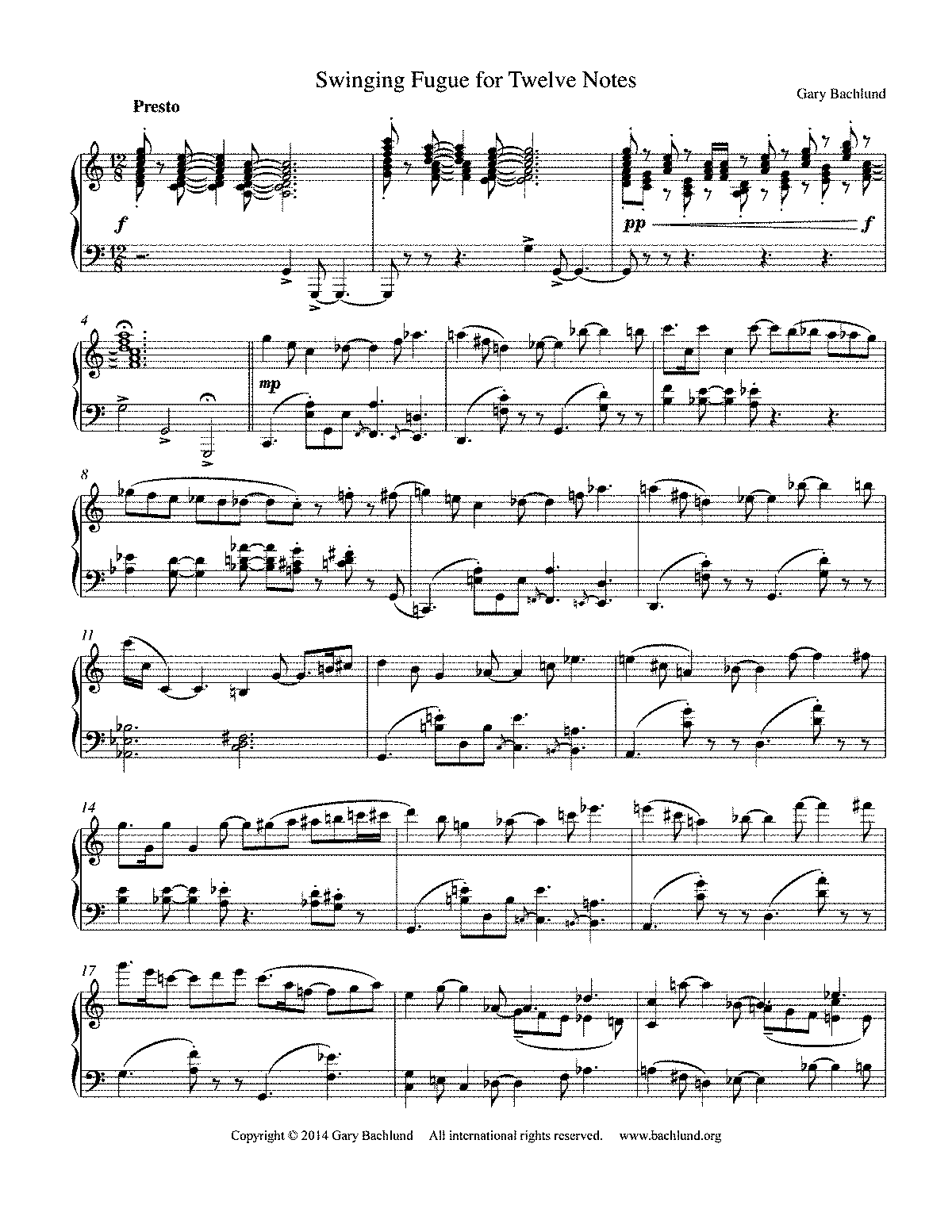 Swinging Fugue for Twelve Notes No.1 (Bachlund, Gary) - IMSLP