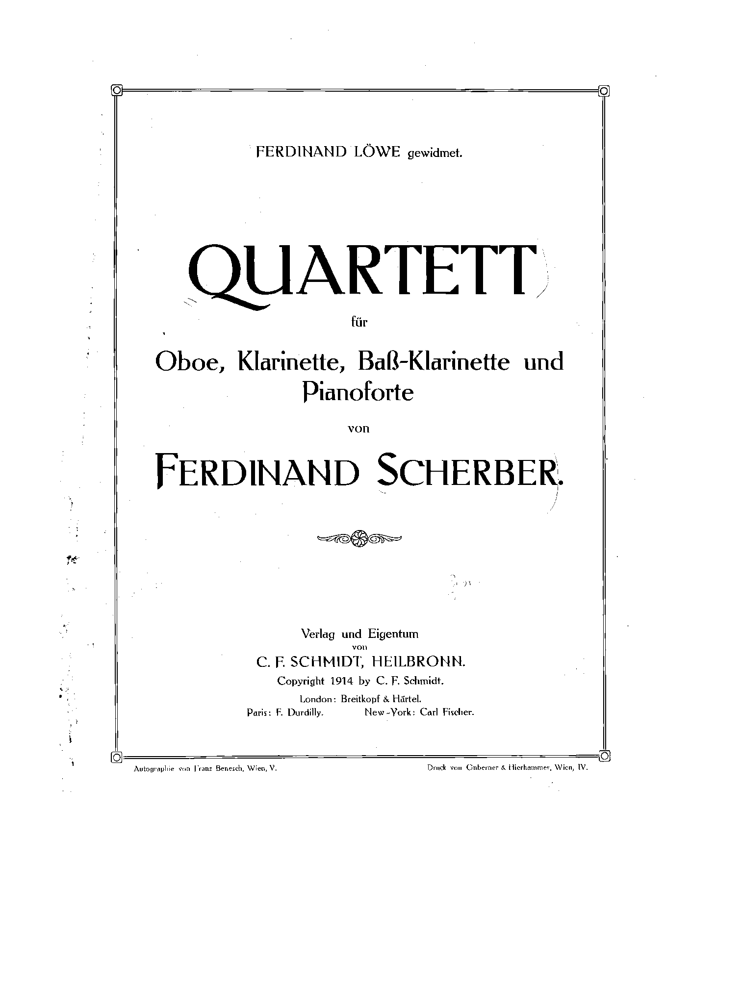 Quartet for Oboe, Bass and Piano (Scherber