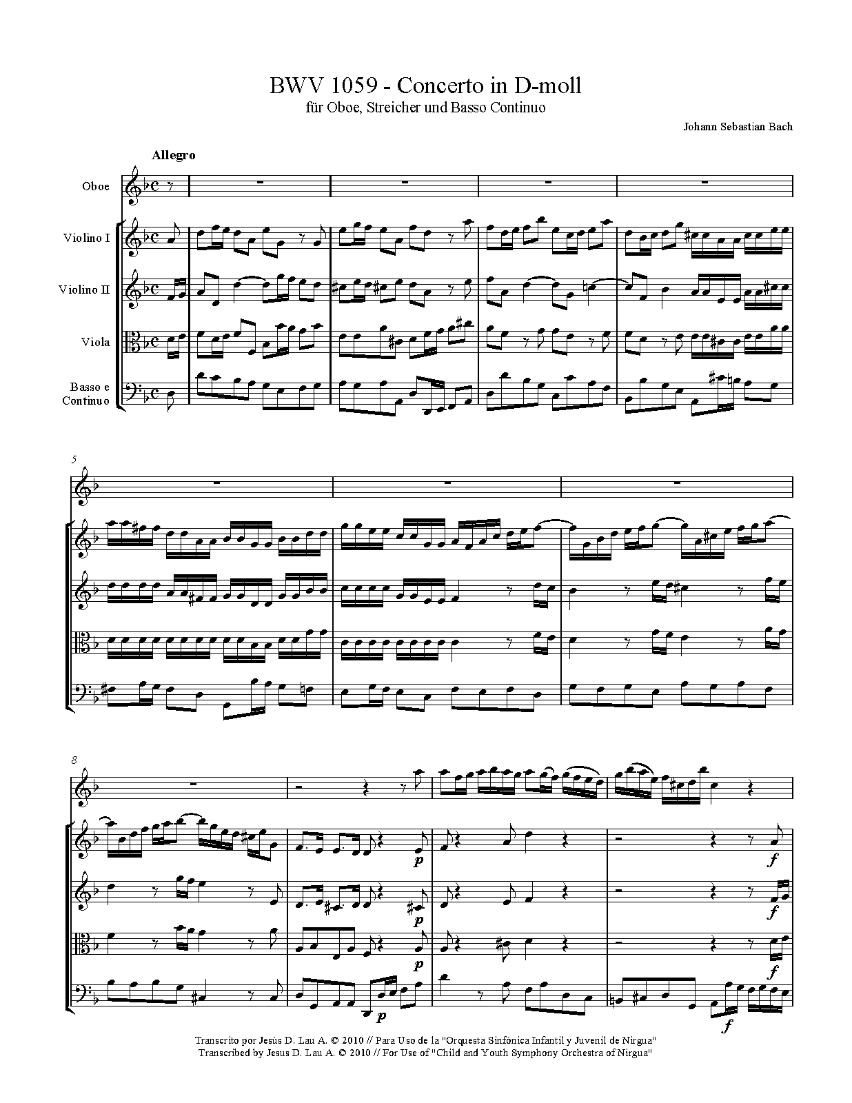 Oboe Concerto in D minor, BWV 1059R (Bach, Johann Sebastian) IMSLP