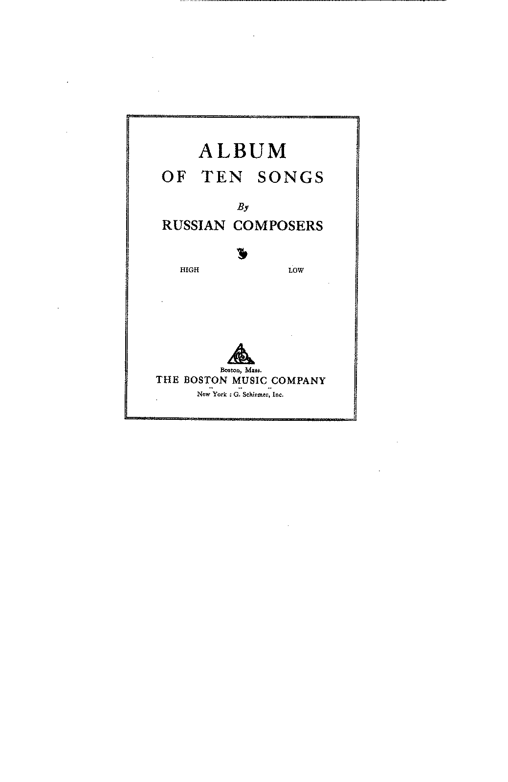 Album Of 10 Songs By Russian Composers (Boston Music Company) - IMSLP