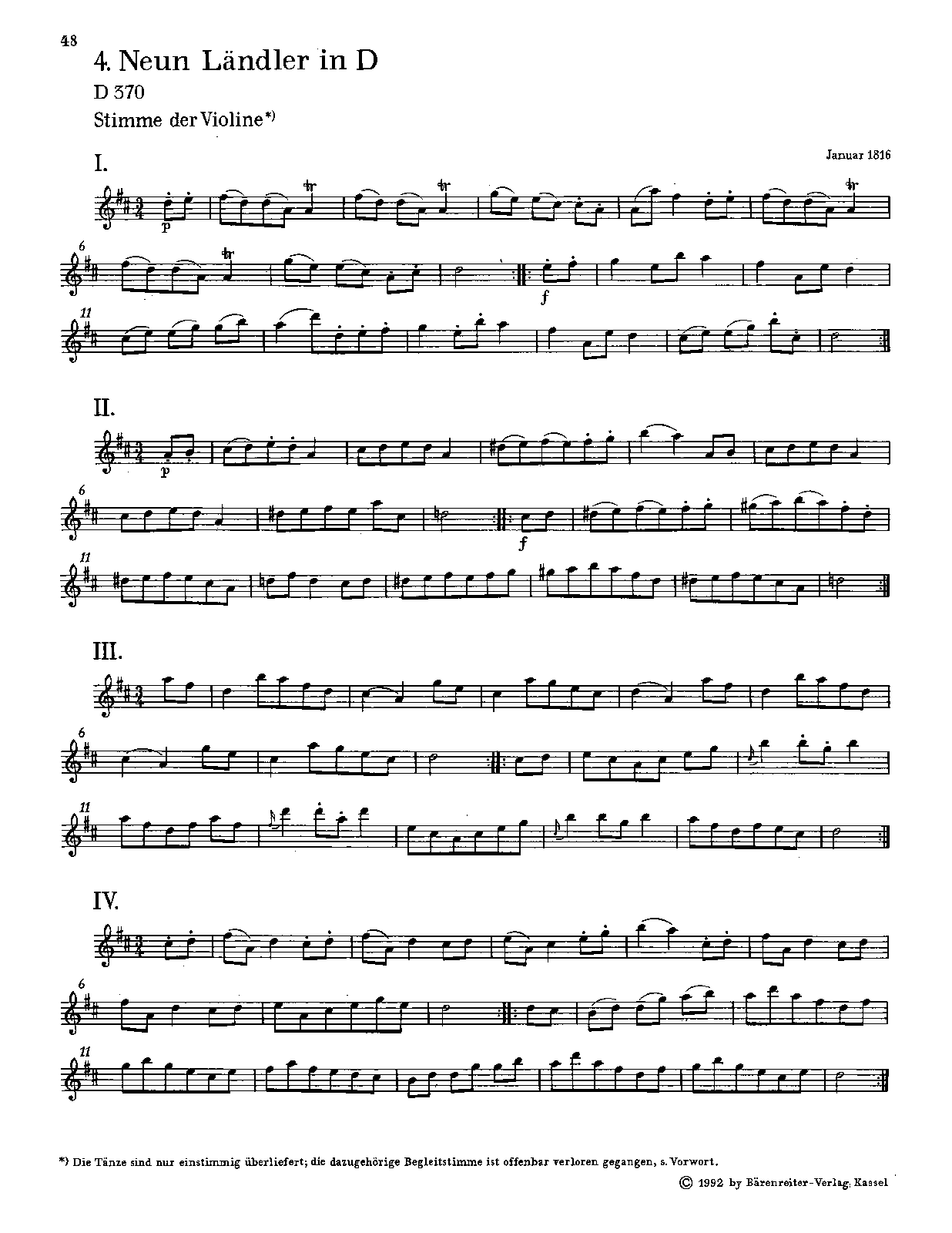 9 Ländler in D major