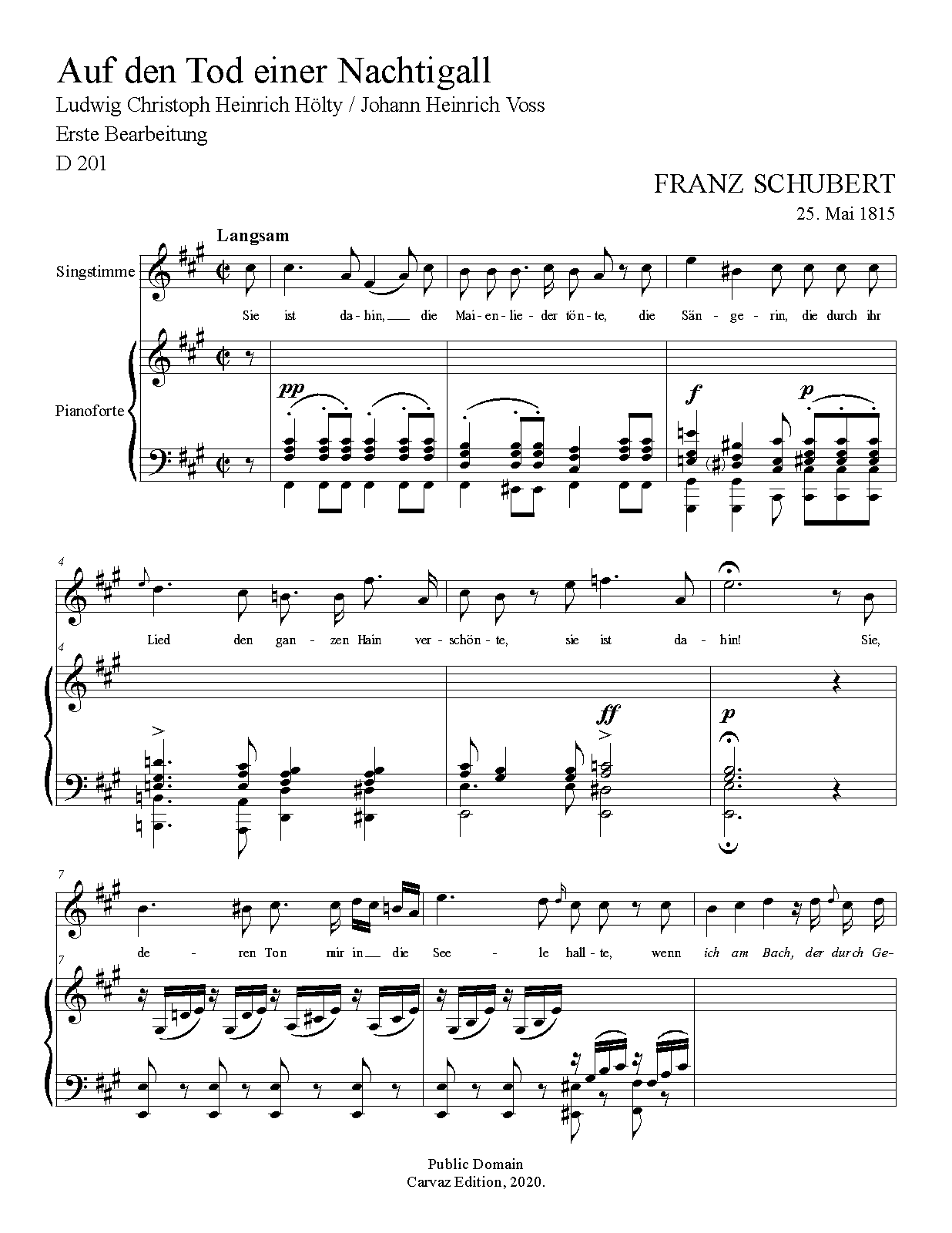 Auf den Tod einer Nachtigall