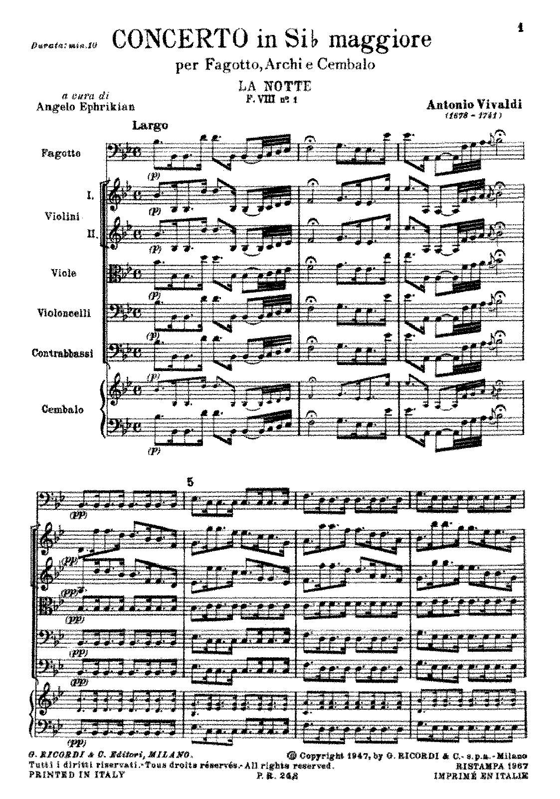 Bassoon Concerto in Bflat major, RV 501 (Vivaldi, Antonio) IMSLP