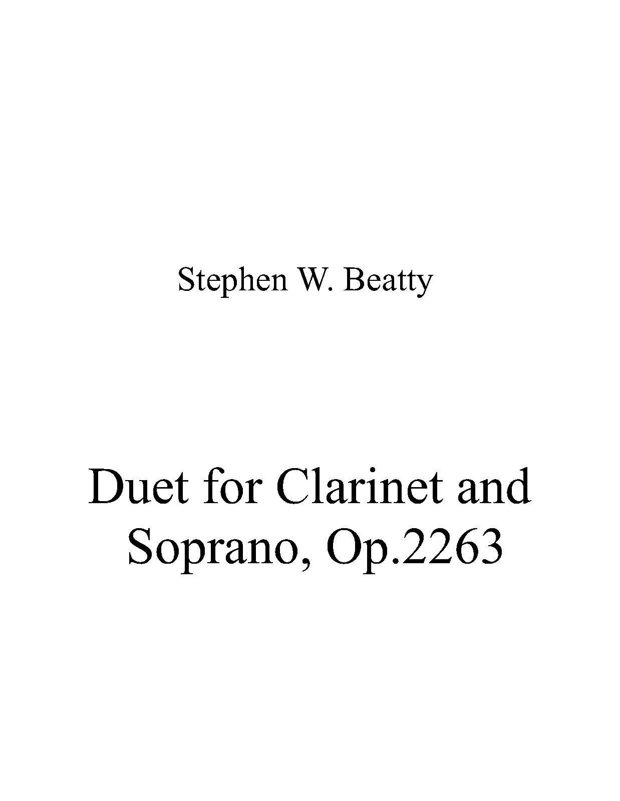 Duet for and Soprano, Op.2263 (Beatty, Stephen W.) IMSLP