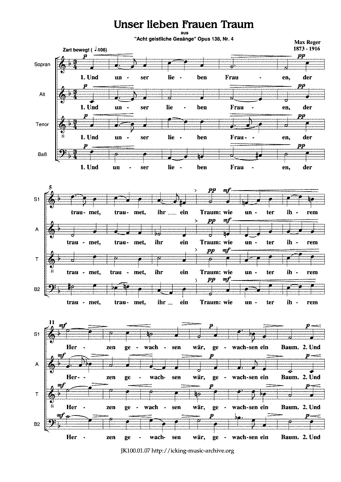 8 Geistliche Gesänge, Op.138 (Reger, Max) - IMSLP: Free Sheet Music PDF ...