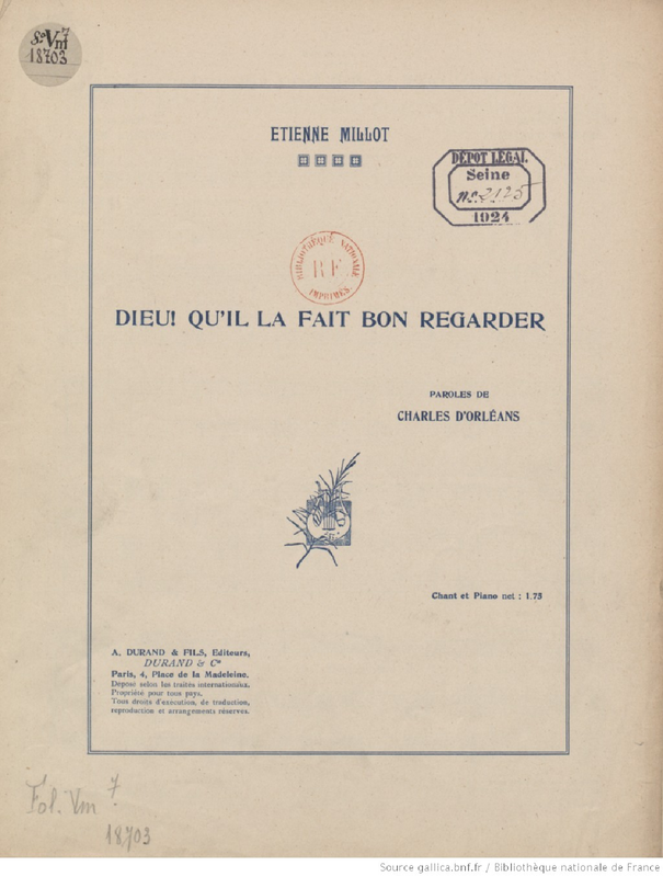Dieu! qu'il la fait bon regarder (Millot, Etienne) IMSLP