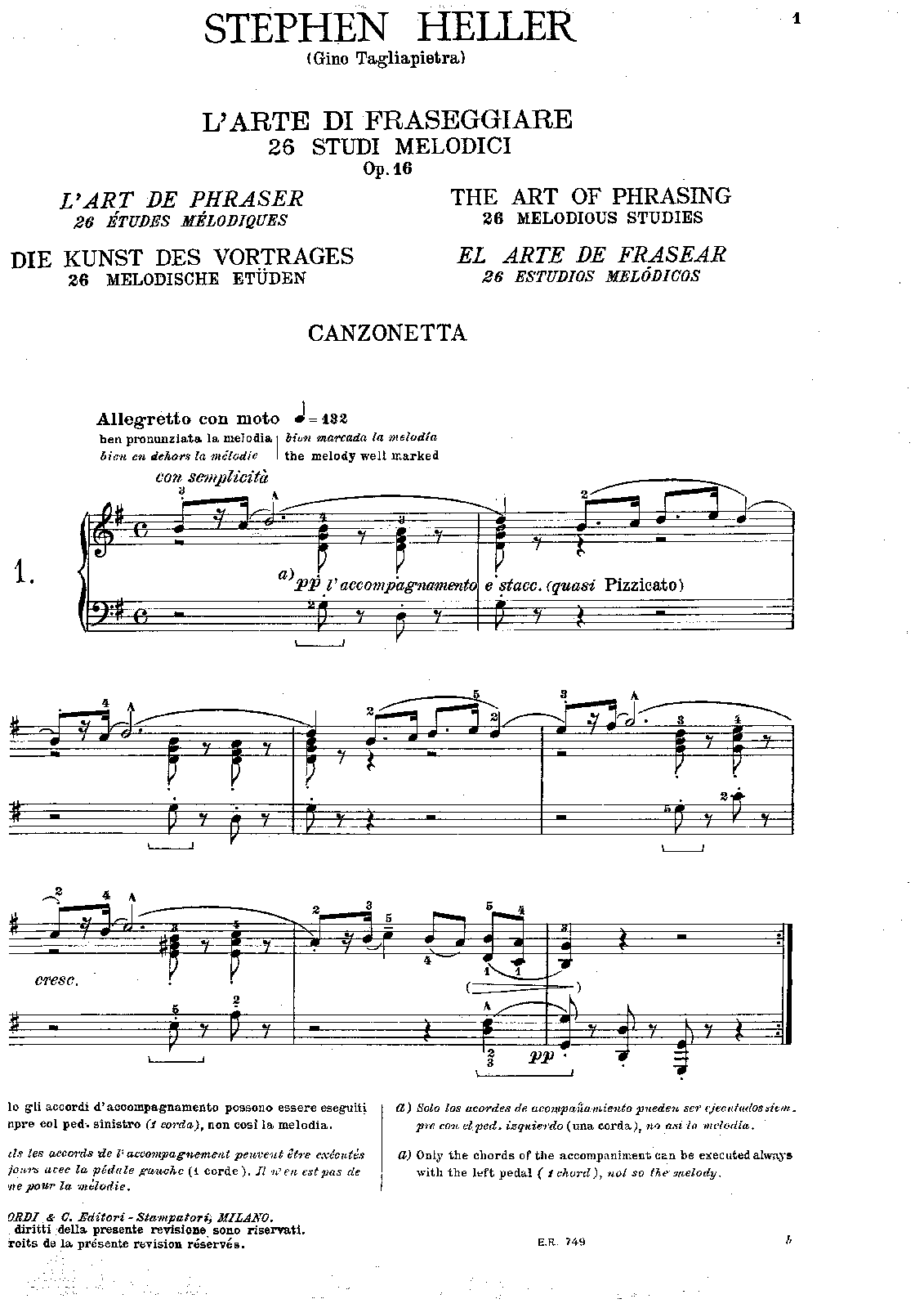 Art De Phraser Op.16 Volume 1, Stephen Heller - Les Prix D