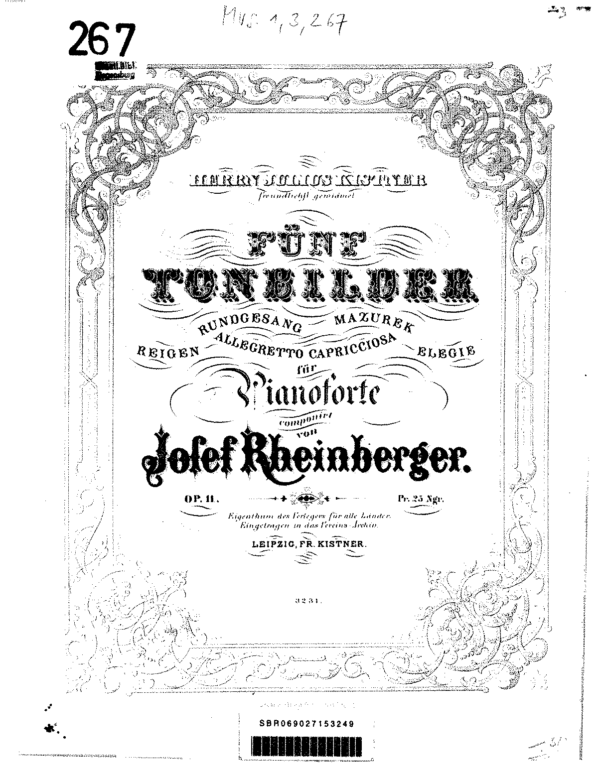 5 Tonbilder, Op.11 (Rheinberger, Josef Gabriel) - IMSLP