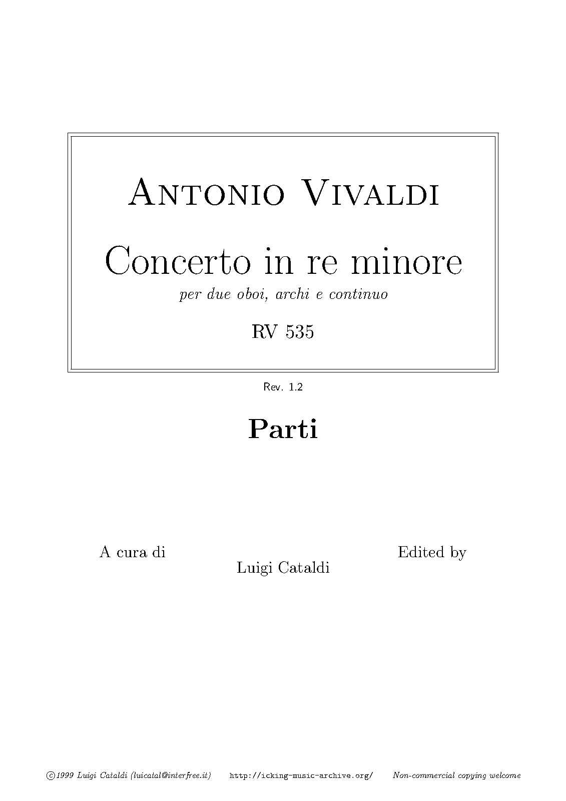 Concerto for 2 Oboes in D minor, RV 535 (Vivaldi, Antonio) IMSLP