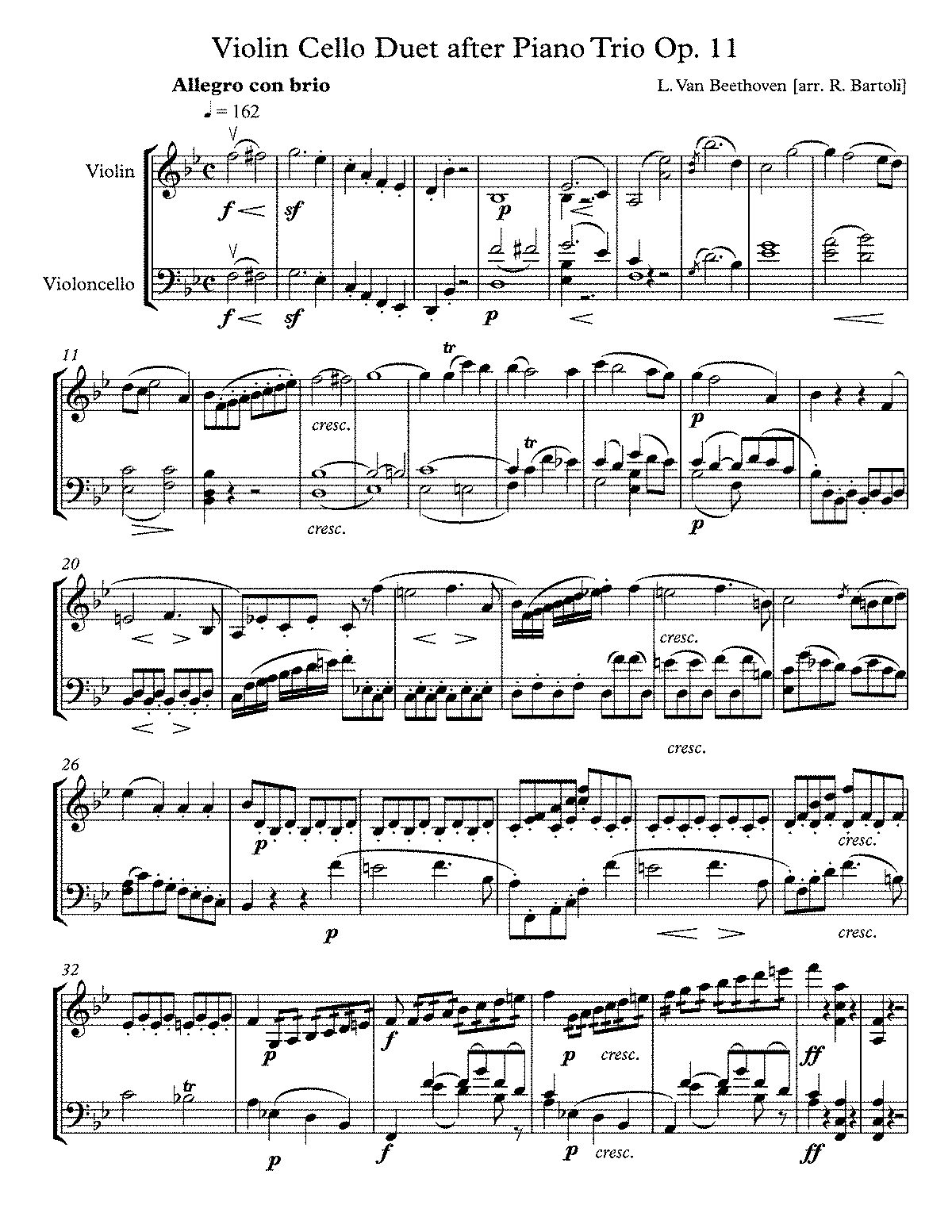 Trio In B-flat Major, Op.11 (Beethoven, Ludwig Van) - IMSLP: Free Sheet ...