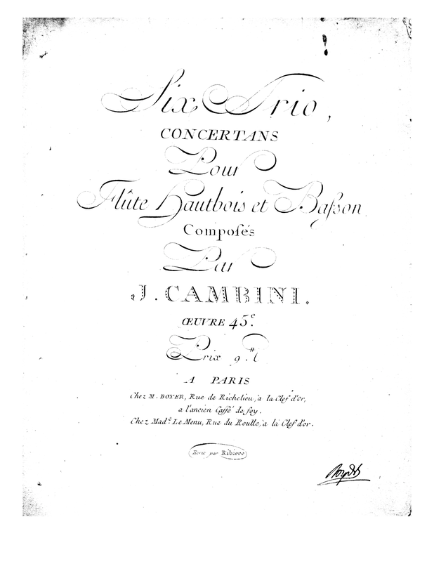 6 Trios for Flute, Oboe and Bassoon, Op.45 (Cambini, Giuseppe Maria