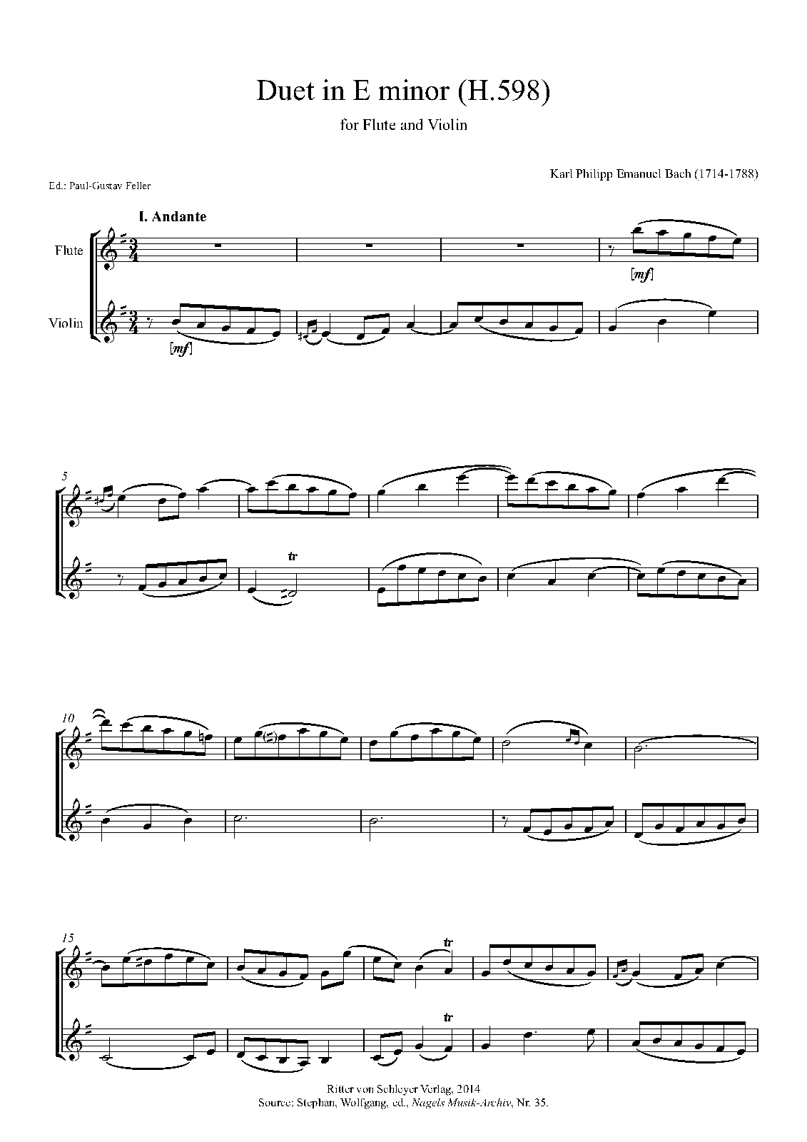 Duet for Flute and Violin, H.598 (Bach, Carl Philipp Emanuel) IMSLP