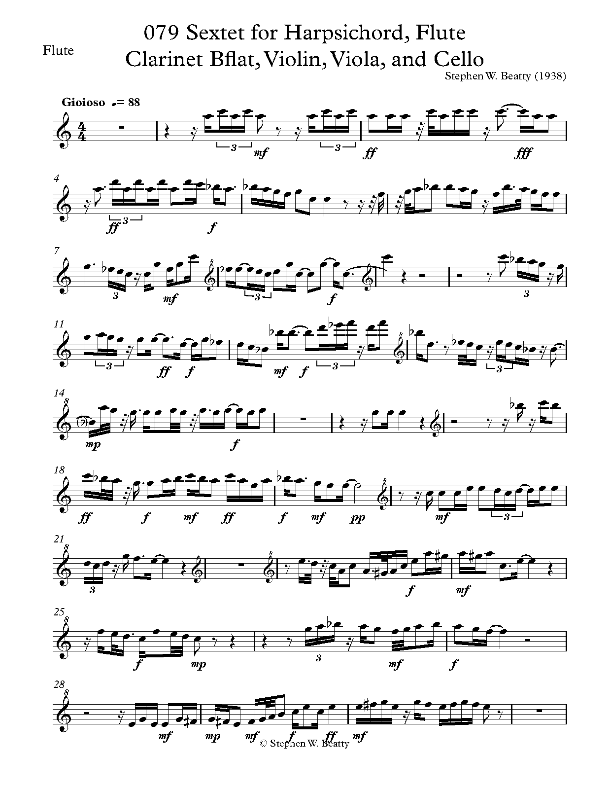 Sextet for Flute, Harpsichord, Violin, Viola and Cello, Op.79