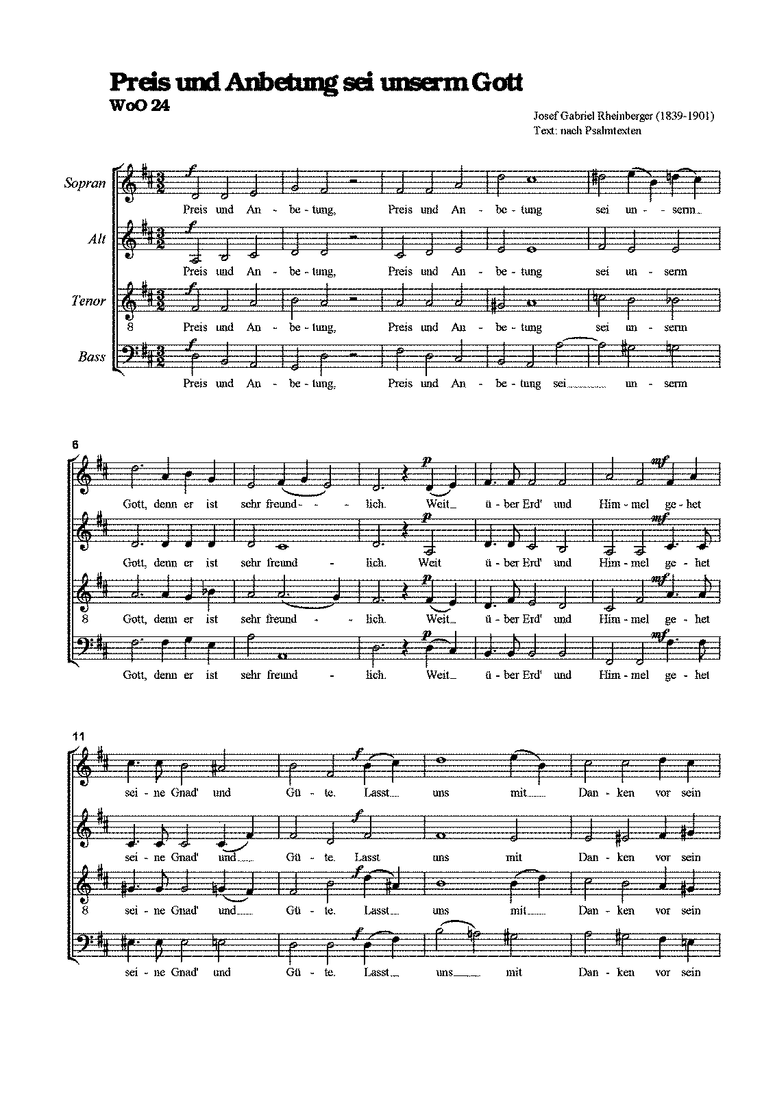 Preis Und Anbetung, WoO 24 (Rheinberger, Josef Gabriel) - IMSLP