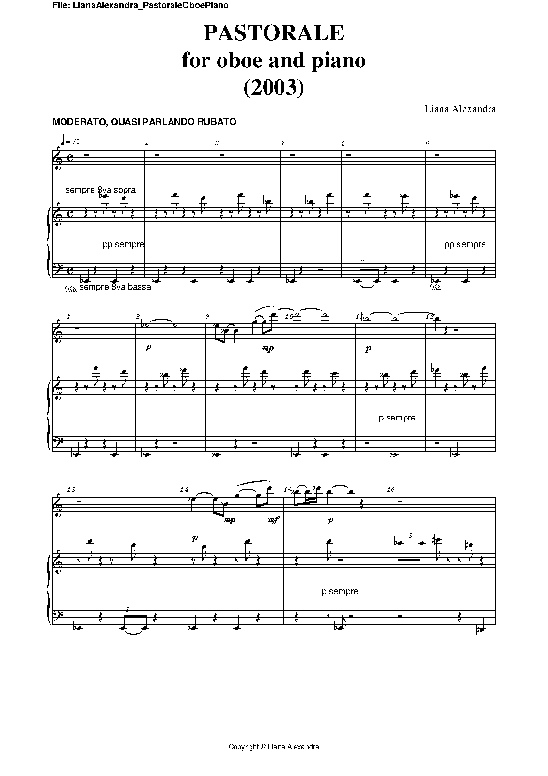 Pastorale for Bass and Piano (Alexandra, Liana) IMSLP