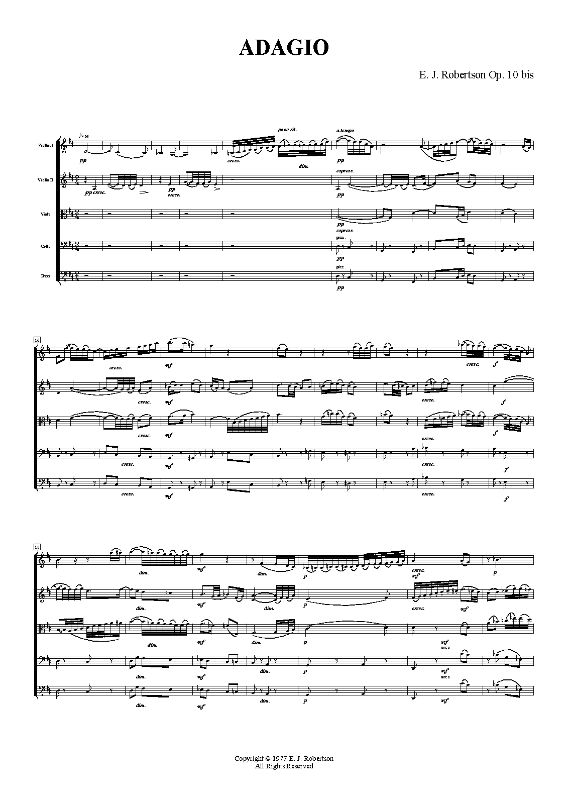 Adagio for Strings, Op.10bis (Robertson, Ernest John) IMSLP