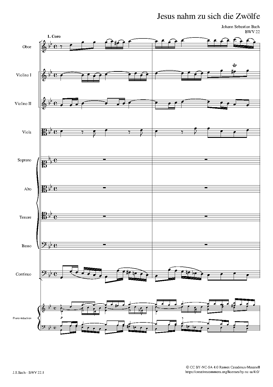 Jesus Nahm Zu Sich Die Zwölfe, BWV 22 (Bach, Johann Sebastian) - IMSLP ...