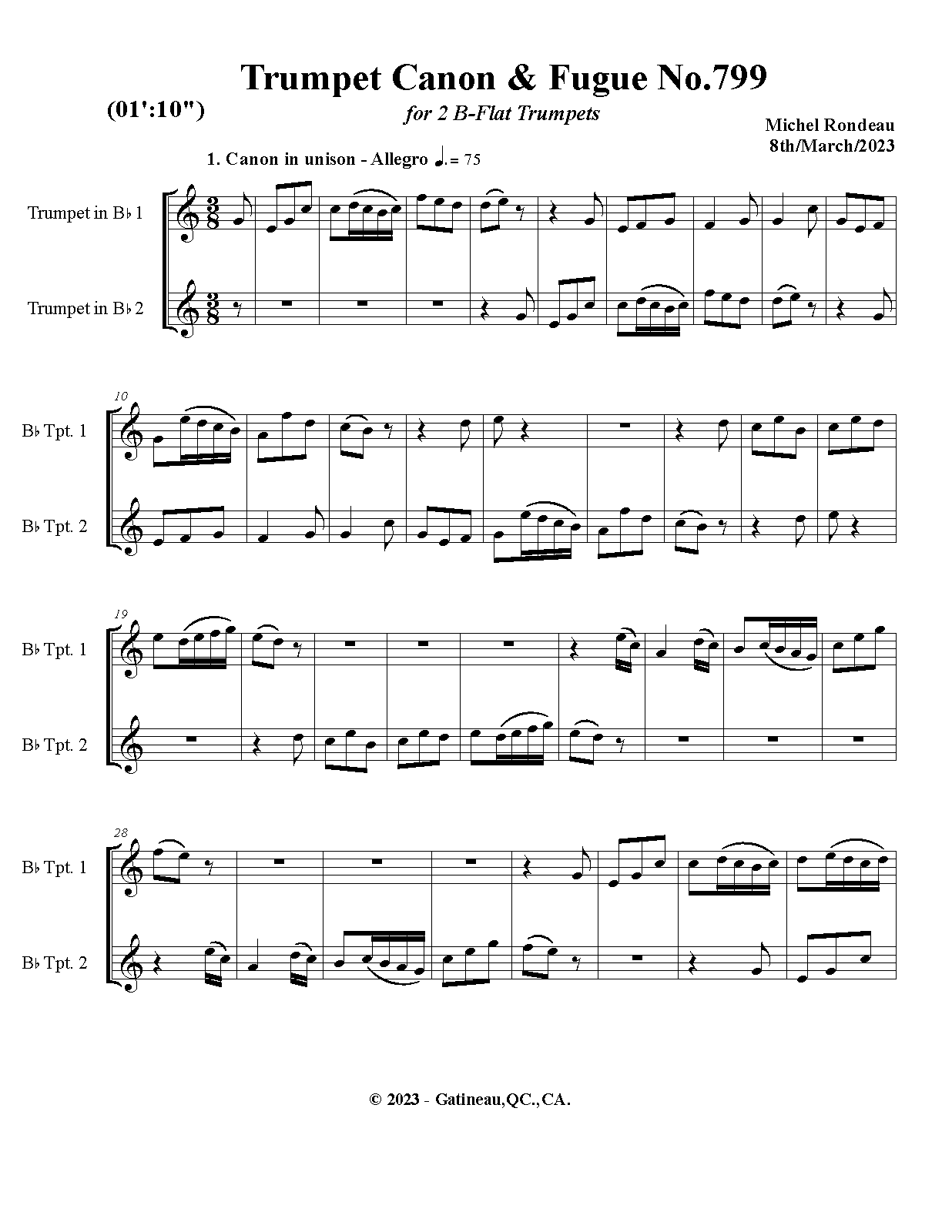 Trumpet Canon & Fugue No.799 (Rondeau, Michel) IMSLP