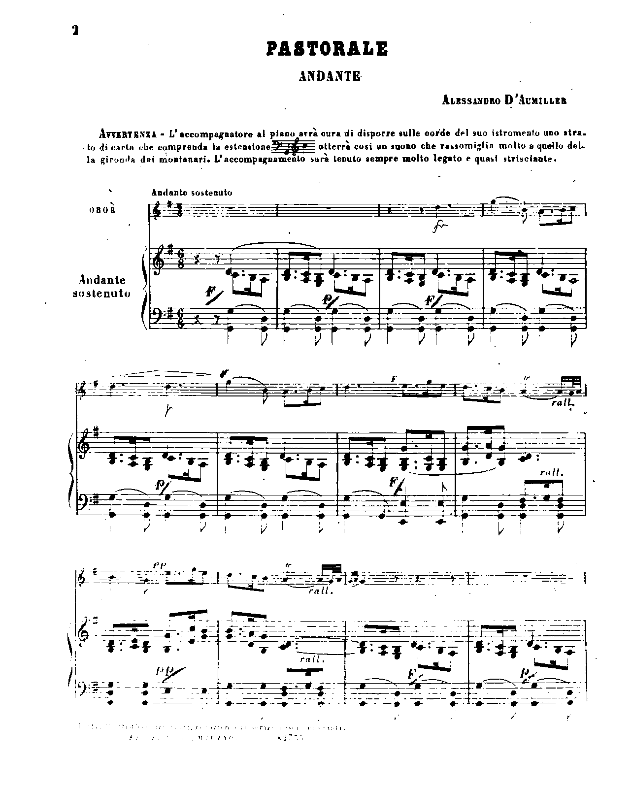 Pastorale for Oboe and Piano (Aumiller, Alessandro d') IMSLP