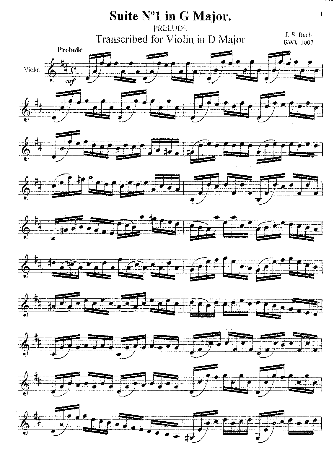 Cello Suite No1 In G Major Bwv 1007 Bach Johann Sebastian Imslp