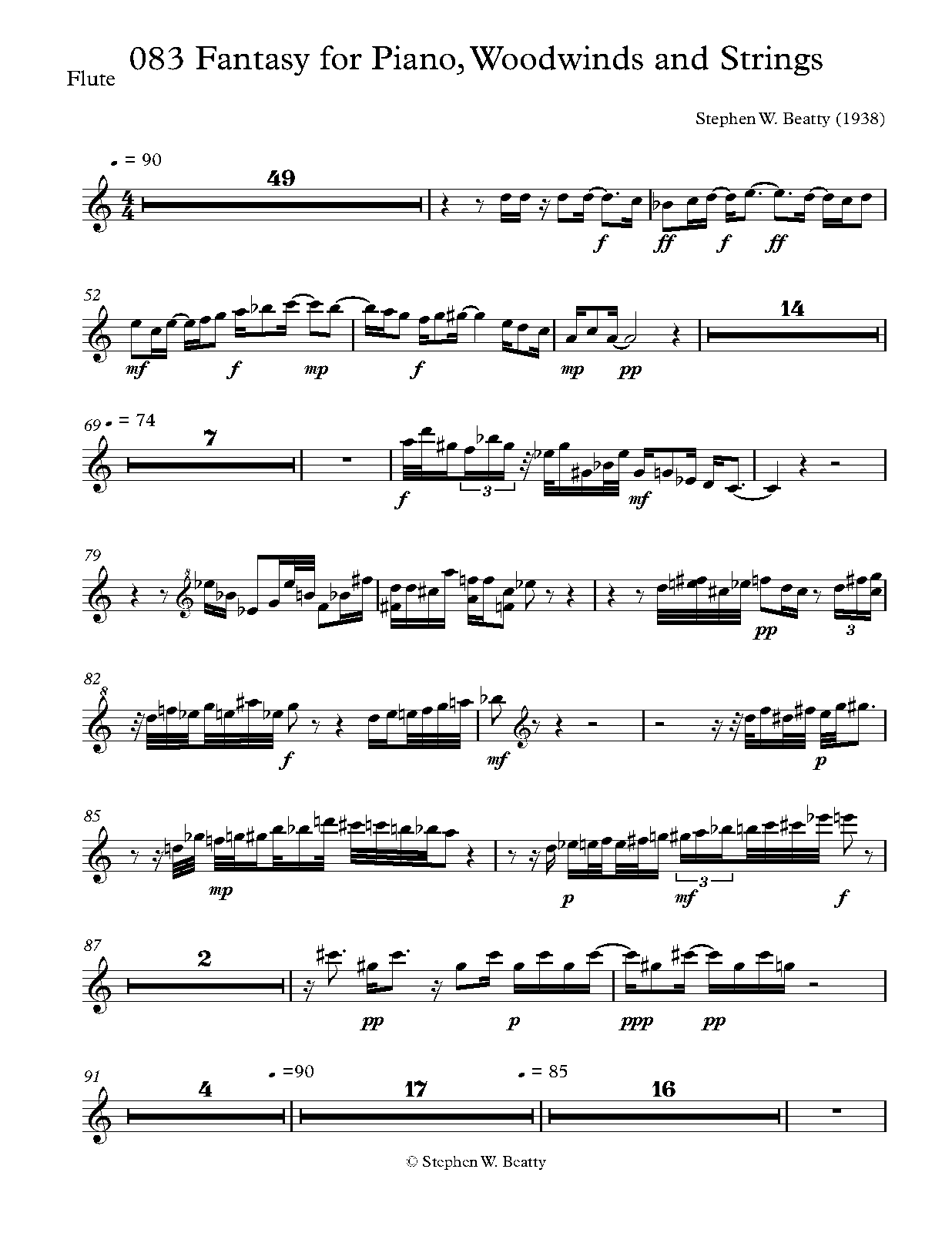 Fantasy for Piano, Woodwinds, and Strings, Op.83 (Beatty, Stephen W