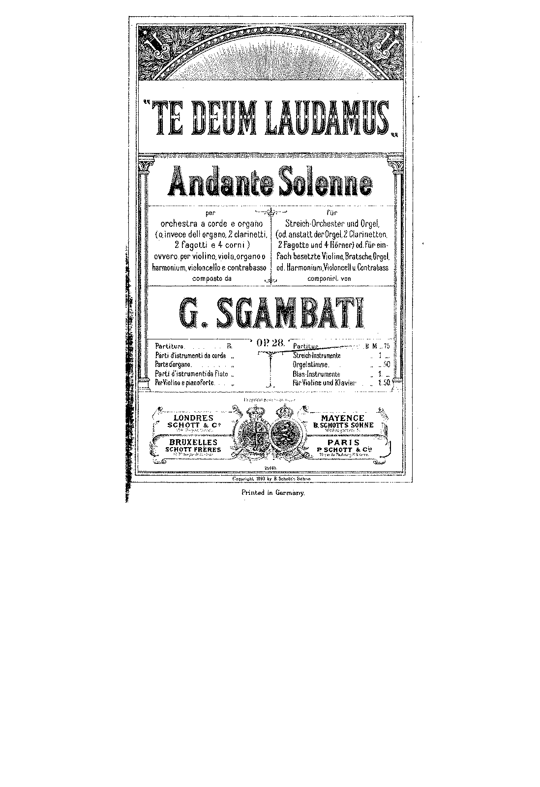 Te Deum Laudamus, Op.20 Or Op.28 (Sgambati, Giovanni) - IMSLP