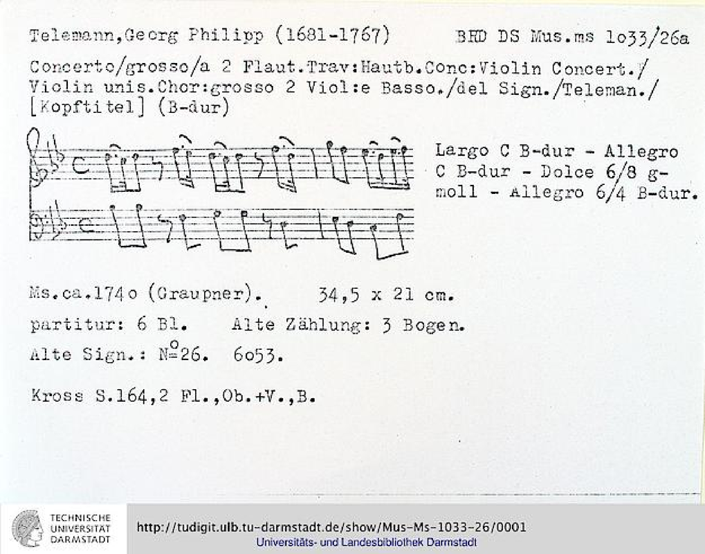 Concerto for 2 Flutes, Oboe and Violin, TWV 54B1 (Telemann, Philipp) IMSLP