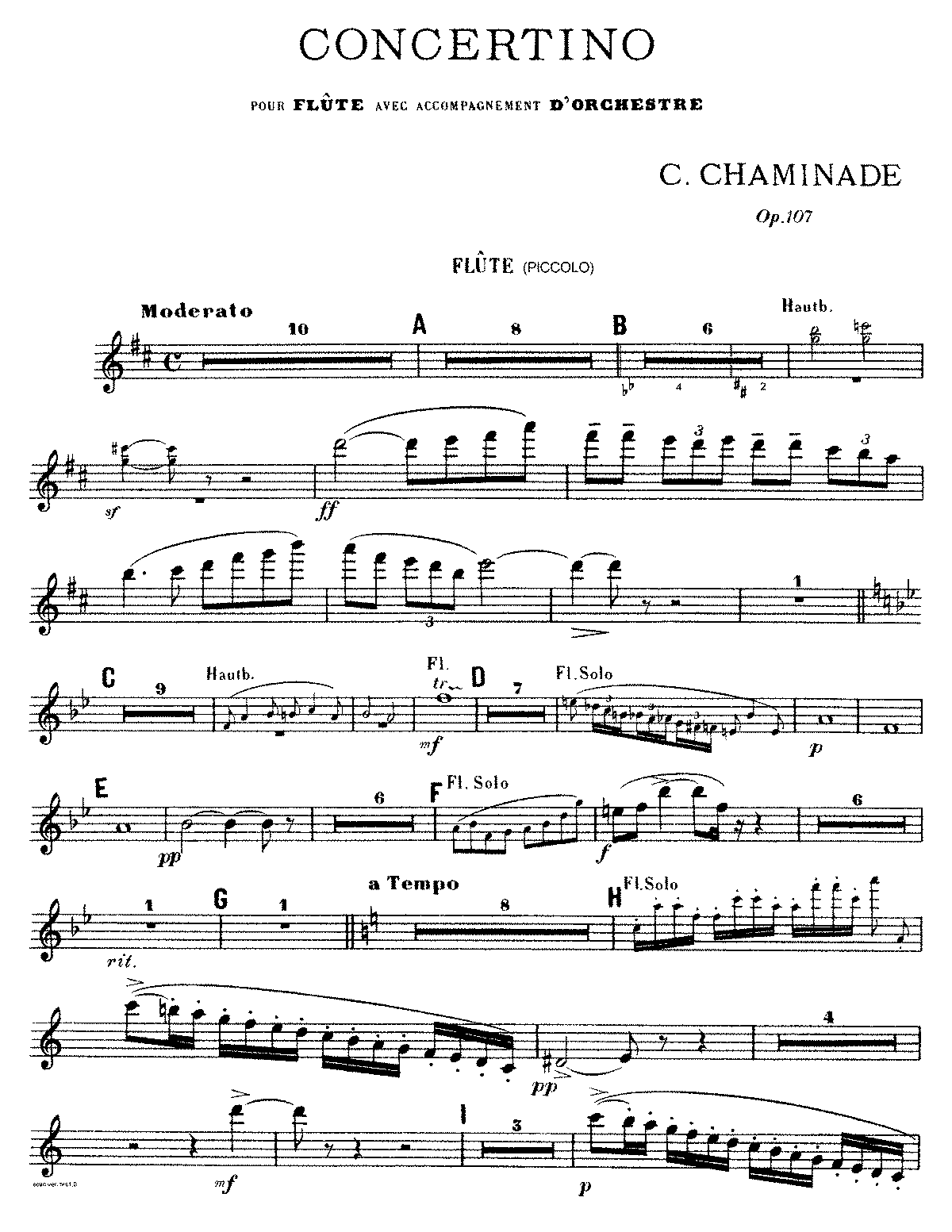 Concertino pour Flûte, Op.107 (Chaminade, Cécile) IMSLP Free Sheet