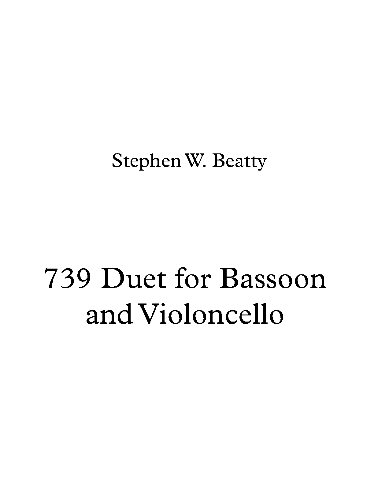 Duet for Bassoon and Cello, Op.739 (Beatty, Stephen W.) IMSLP Free
