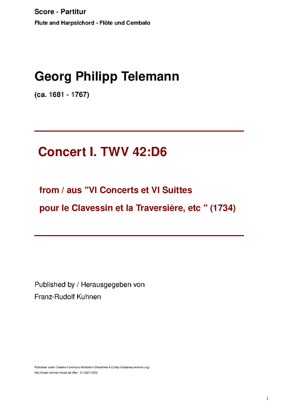 Concerto for Flute, Harpsichord and Continuo