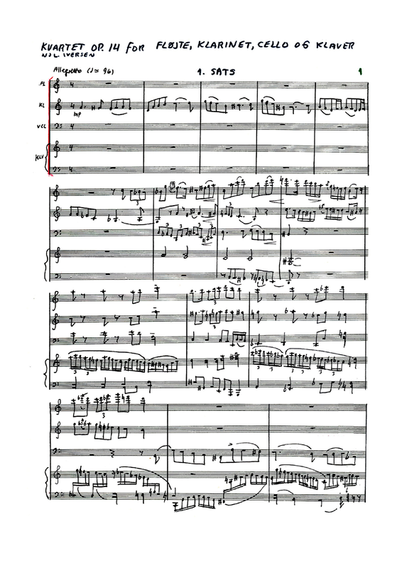 Quartet for Flute, Cello and Piano, Op.14 (Iversen, Niels