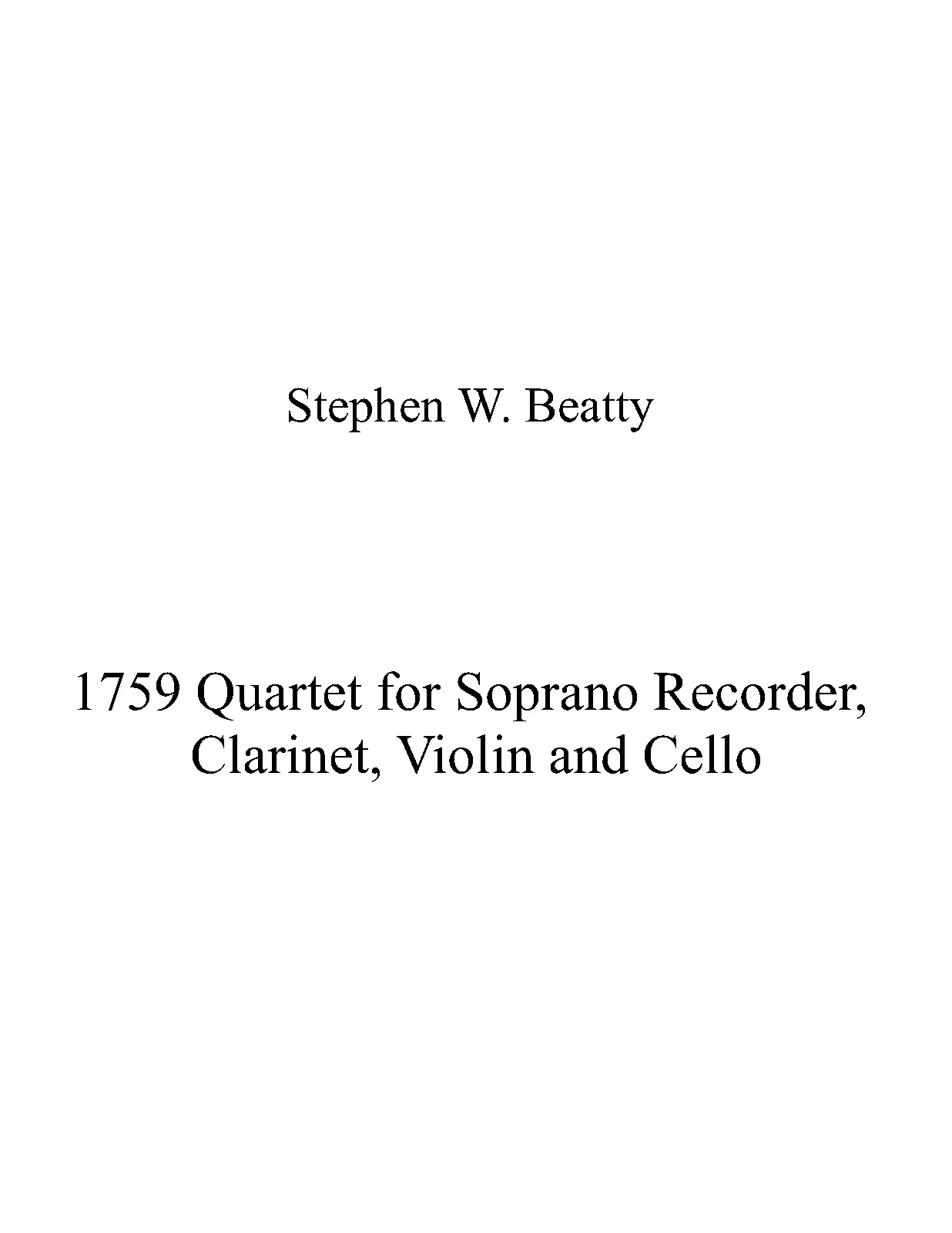 Quartet for Soprano Recorder, Violin and Cello, Op.1759