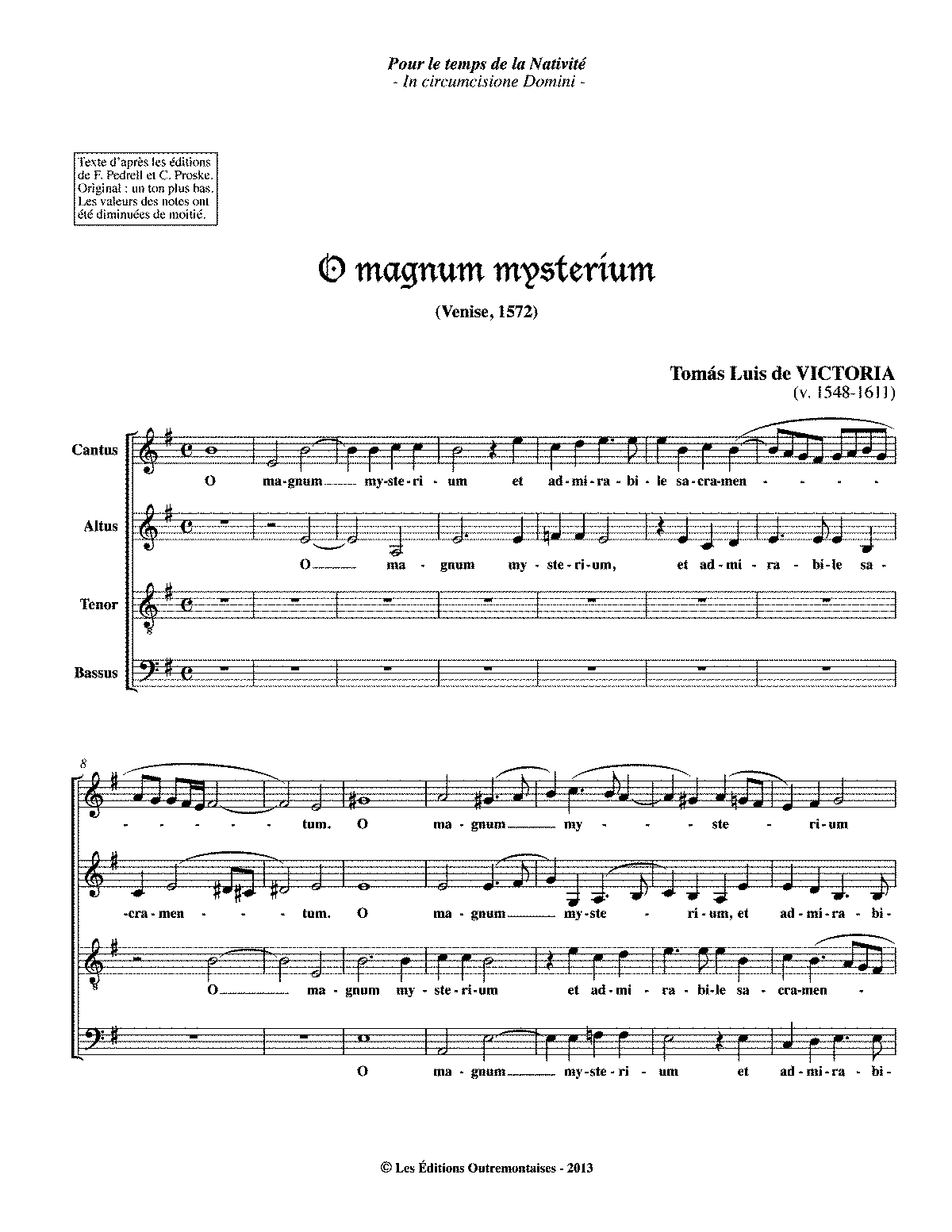 O Magnum Mysterium (Victoria, Tomás Luis De) - IMSLP: Free Sheet Music ...