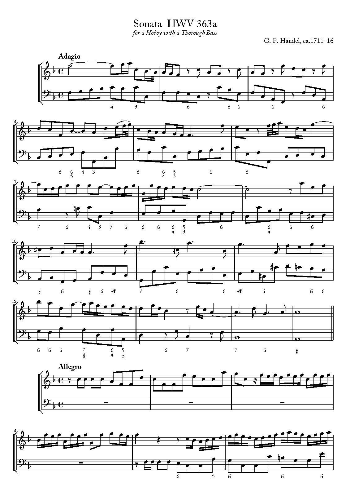 Oboe Sonata in F major, HWV 363a (Handel, Frideric) IMSLP