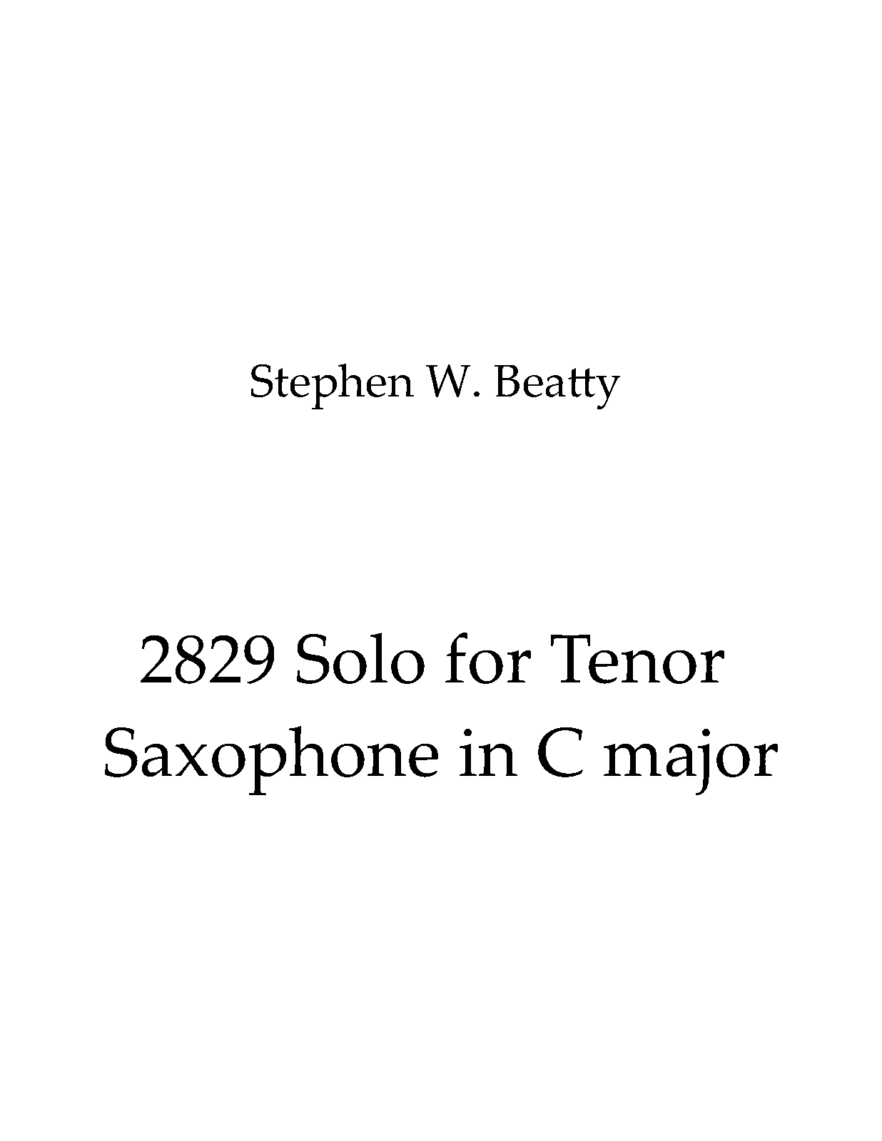 Solo for Tenor Saxophone in C major, Op.2829 (Beatty, Stephen W.) IMSLP