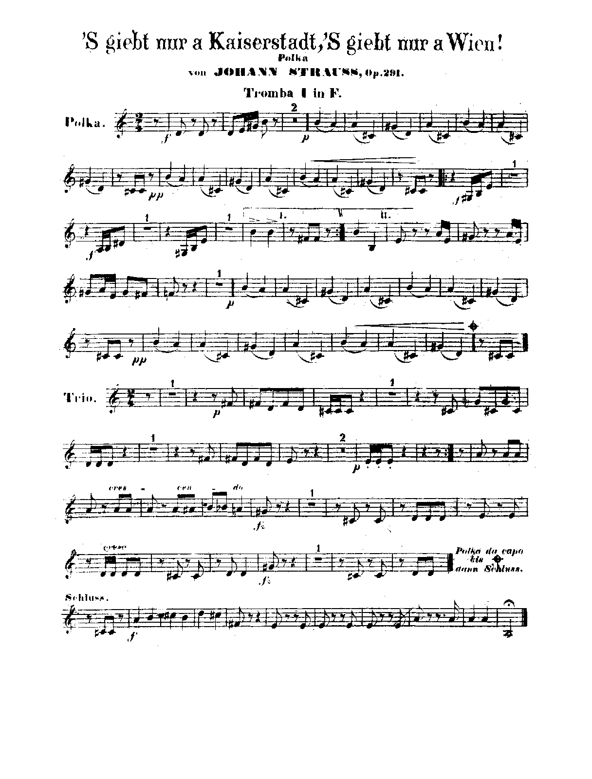 File:PMLP34313-Strauss Jr. 's gibt nur a Kaiserstadt, 's gibt nur a Wien!, Op.291 - Trumpet 1-2 (F).pdf