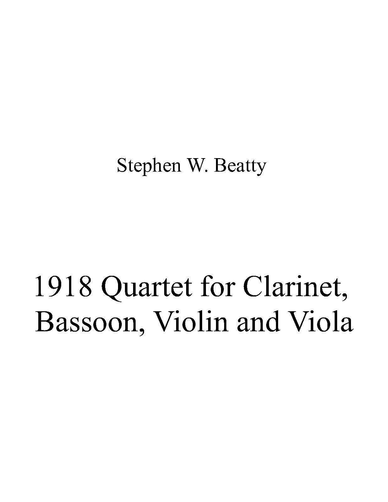 Quartet for Bassoon, Violin and Viola, Op.1918 (Beatty