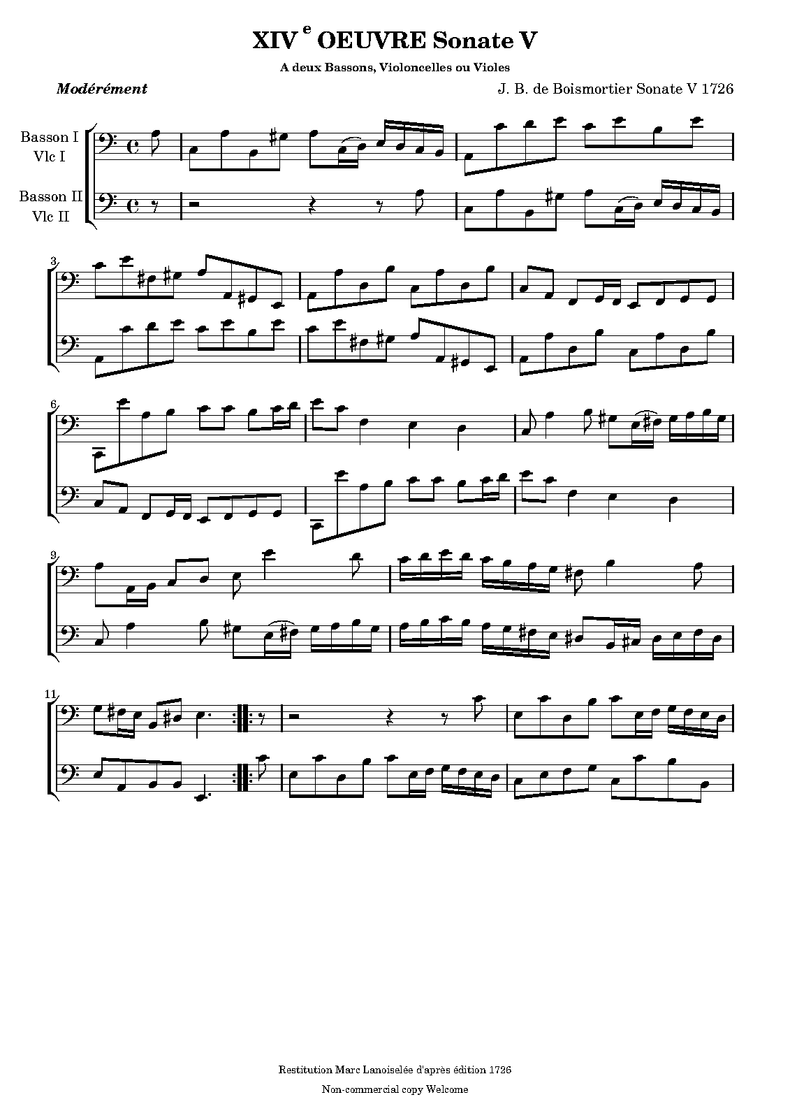 6 Sonatas for 2 Bassoons, Op.14 (Boismortier, Joseph Bodin de) IMSLP