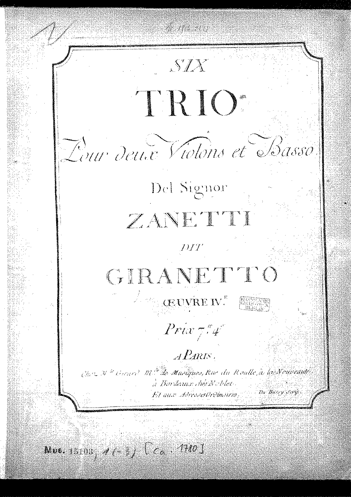 6 Trio Sonatas, Op.4 (Zannetti, Francesco) - IMSLP: Free Sheet Music ...